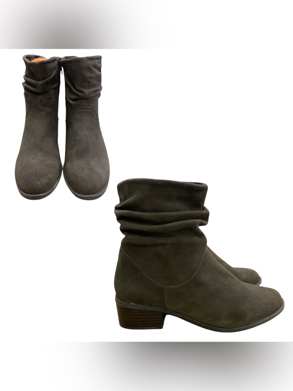 Aldo Olive Green Slouchy Ankle Heeled Boots S7